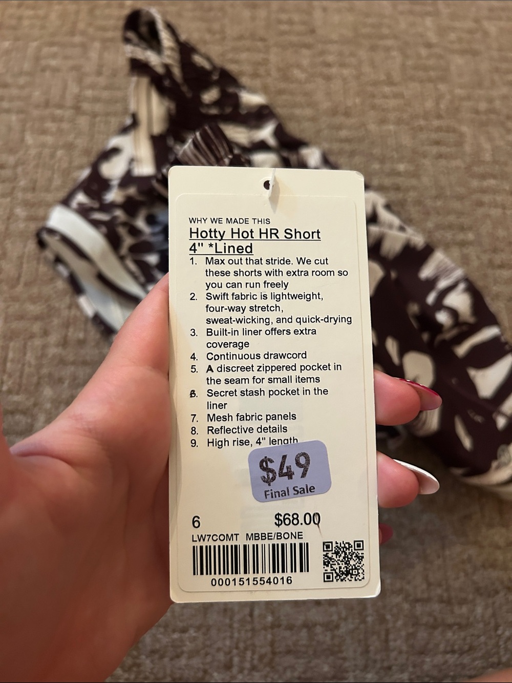 lululemon athletica Brown & White Brushstroke Print Running Shorts - Picture 2 of 2